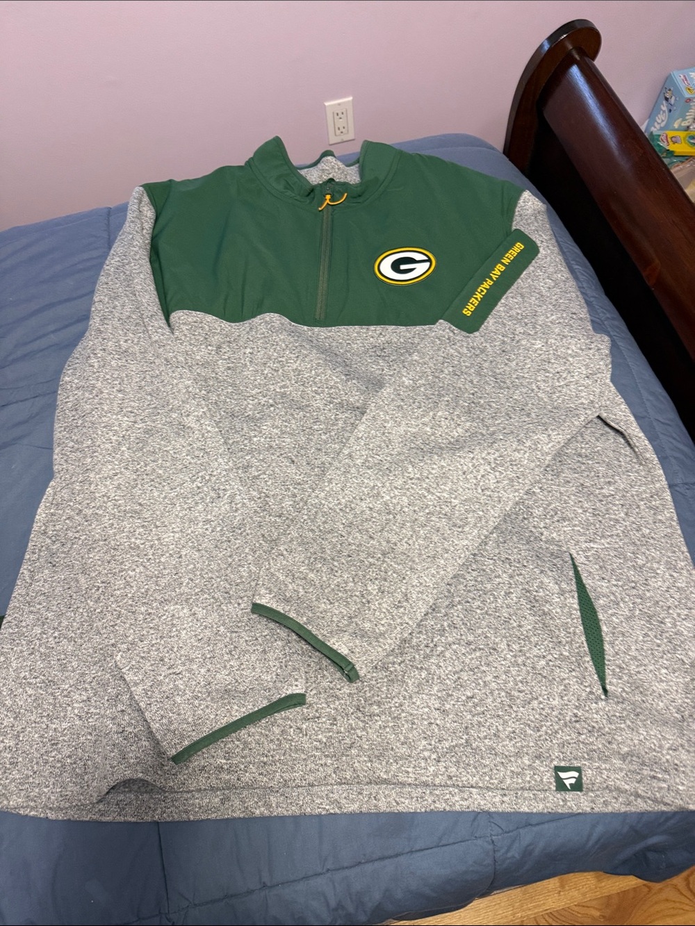 Fanatics Green and Gray Green Bay Packers Half-Zip Pullover